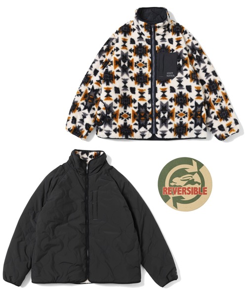 KRIFF MAYER(クリフメイヤー)の「キルト×柄ボアひっくりJK(その他アウター・メンズ・ブラック/キャメル/オリーブ・MEDIUM/LARGE/X-LARGE)」の2枚目の写真