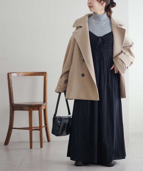 セール】【軽量&暖かい/着こなし自在】中空糸スタンドミドルコート