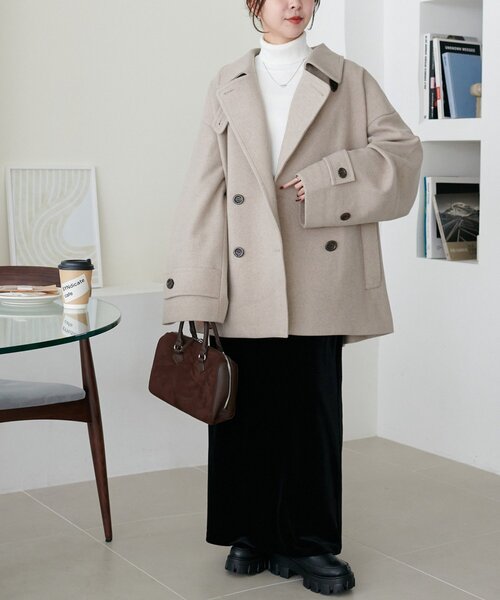 セール】【軽量&暖かい/着こなし自在】中空糸スタンドミドルコート