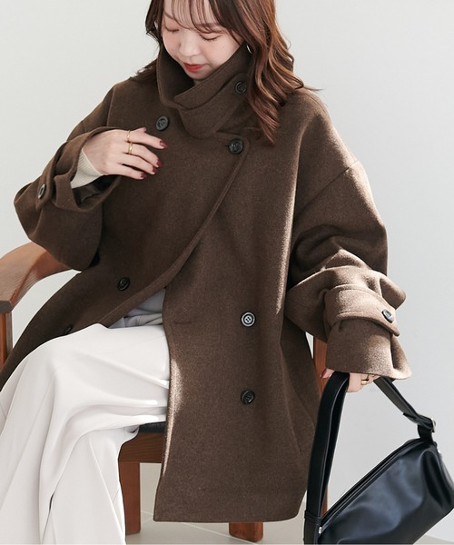 軽量&暖かい/着こなし自在】中空糸スタンドミドルコート《WEB限定