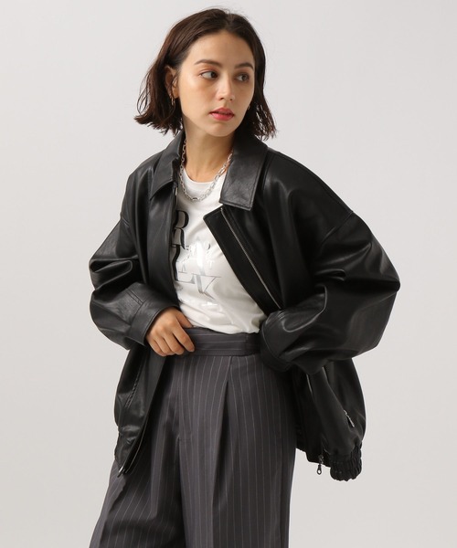 BAYFLOW（ベイフロー）の「[ビッグシルエット]フェイクレザージャケット（その他アウター・レディース・ブラック・SMALL/MEDIUM）」の8枚目の写真