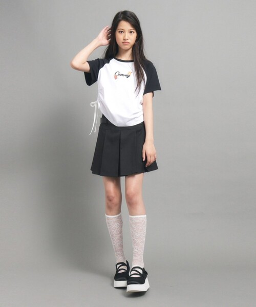 PINK-latte(ピンクラテ)の「◆【カラー追加/オールシーズン対応】ベルト付きプリーツスカート(スカート・キッズ・チャコールグレー/ブラック/ベージュ/ブラウン系・16/15 /14/13)」の7枚目の写真