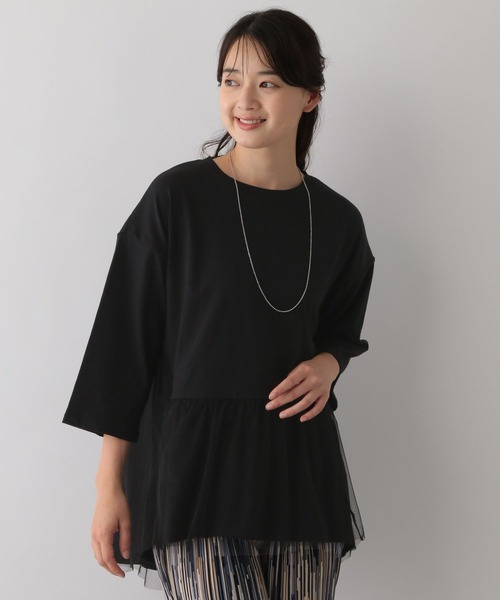 GLOBAL WORK Smile Seed Store（グローバルワーク スマイルシードストア）の「バック布帛プルオーバー七分袖/144007（Tシャツ/カットソー・レディース・オフホワイト/ブラック/チャコール/グレイッシュベージュ・X-LARGE/LARGE/MEDIUM/SMALL）」の5枚目の写真