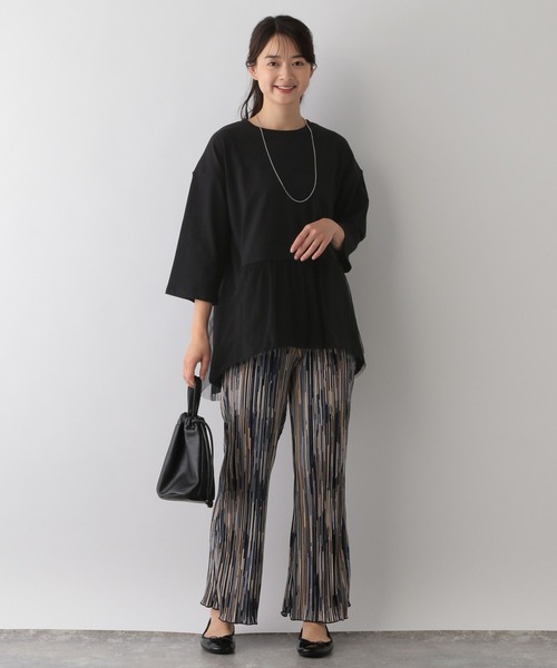 GLOBAL WORK Smile Seed Store（グローバルワーク スマイルシードストア）の「バック布帛プルオーバー七分袖/144007（Tシャツ/カットソー・レディース・オフホワイト/ブラック/チャコール/グレイッシュベージュ・X-LARGE/LARGE/MEDIUM/SMALL）」の11枚目の写真