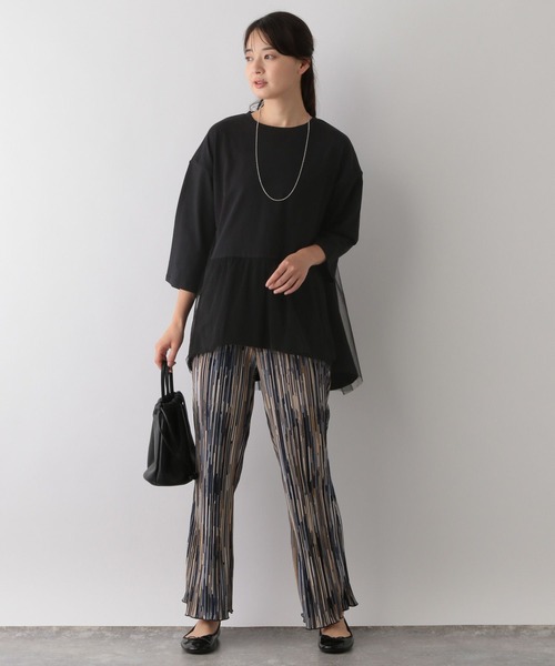 GLOBAL WORK Smile Seed Store（グローバルワーク スマイルシードストア）の「バック布帛プルオーバー七分袖/144007（Tシャツ/カットソー・レディース・オフホワイト/ブラック/チャコール/グレイッシュベージュ・X-LARGE/LARGE/MEDIUM/SMALL）」の12枚目の写真