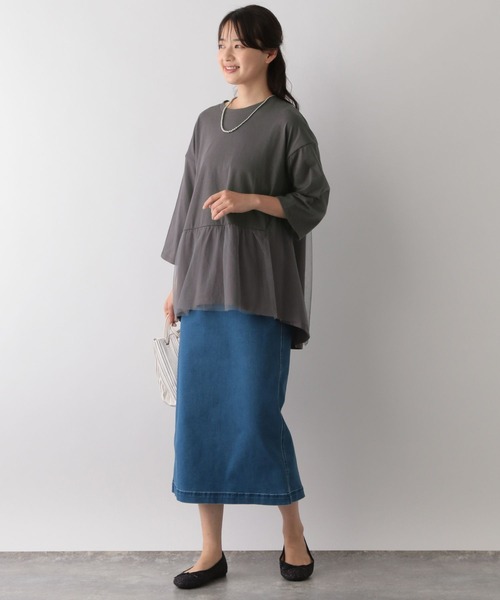 GLOBAL WORK Smile Seed Store（グローバルワーク スマイルシードストア）の「バック布帛プルオーバー七分袖/144007（Tシャツ/カットソー・レディース・オフホワイト/ブラック/チャコール/グレイッシュベージュ・X-LARGE/LARGE/MEDIUM/SMALL）」の19枚目の写真