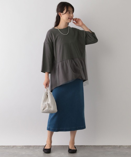 GLOBAL WORK Smile Seed Store（グローバルワーク スマイルシードストア）の「バック布帛プルオーバー七分袖/144007（Tシャツ/カットソー・レディース・オフホワイト/ブラック/チャコール/グレイッシュベージュ・X-LARGE/LARGE/MEDIUM/SMALL）」の20枚目の写真