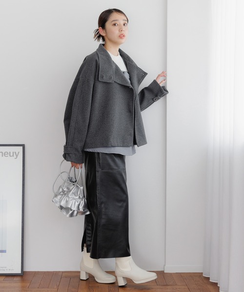 mysty woman（ミスティウーマン）の「エコレザーナロースカート 152023（スカート・レディース・ベージュ/ブラック・FREE）」の21枚目の写真