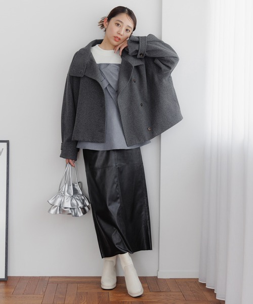 mysty woman（ミスティウーマン）の「エコレザーナロースカート 152023（スカート・レディース・ベージュ/ブラック・FREE）」の22枚目の写真