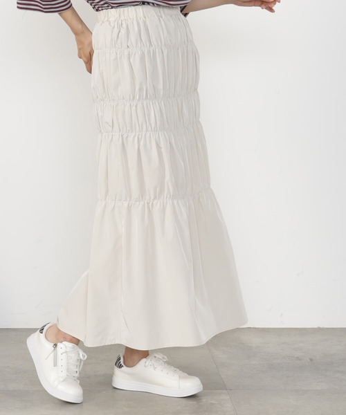 FOUND GOOD（ファウンドグッド）の「シャーリングスカート（スカート・レディース・アイボリー/ブラック/ブラウン系3・L/M/S）」の13枚目の写真