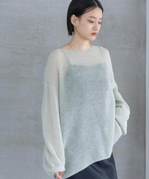 定価2.4万✴︎BEARDSLEY 裾モヘヤプルオーバーニット Vネック ネイビー