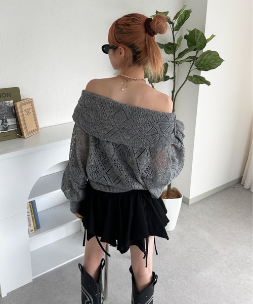 sheller シェリエ Ladyオフショルニット off shoulder knit peplum tops – shéller / シェリエ