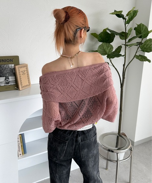 sedacle girl（セダクルガール）の「2WAY透かしオフショルニット（ニット/セーター・レディース・グレー/キャメル/ピンク・FREE）」の17枚目の写真