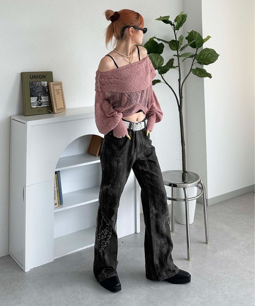 sedacle girl（セダクルガール）の「2WAY透かしオフショルニット（ニット/セーター・レディース・グレー/キャメル/ピンク・FREE）」の20枚目の写真