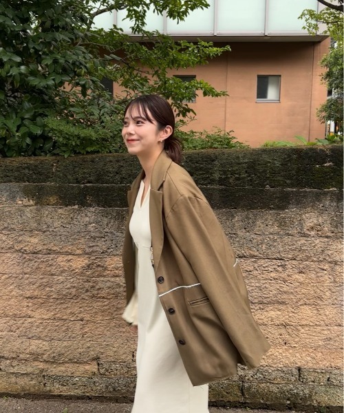 セール】waist bicolor twill tailored jacket / ウエストバイ