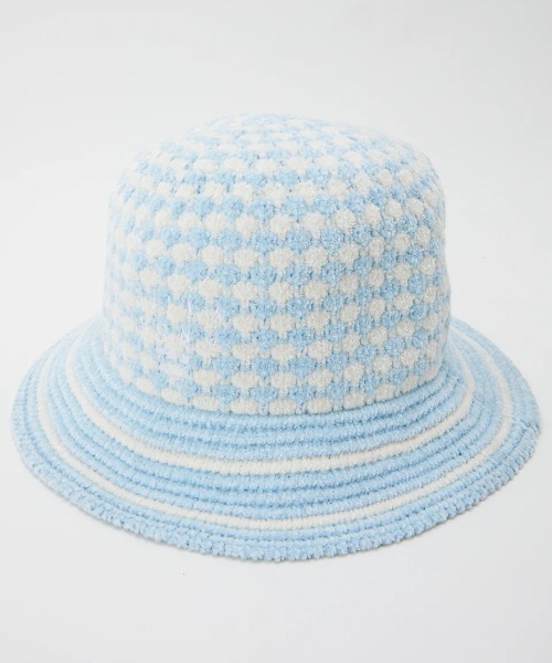 BILLABONG（ビラボン）の「BILLABONG レディース BLOCK CHECK CHENILLE ハット 【2024年秋冬モデル】/ビラボンロゴニットハット（ハット・レディース・ライトブルー/ブラック/ホワイト系その他・FREE）」の8枚目の写真