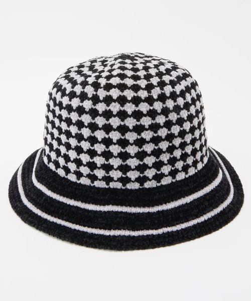 BILLABONG（ビラボン）の「BILLABONG レディース BLOCK CHECK CHENILLE ハット 【2024年秋冬モデル】/ビラボンロゴニットハット（ハット・レディース・ライトブルー/ブラック/ホワイト系その他・FREE）」の5枚目の写真