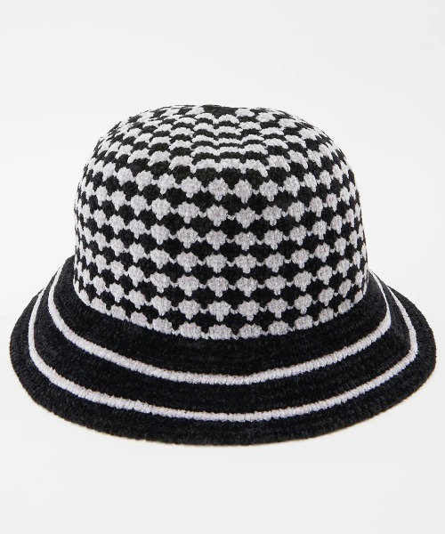 BILLABONG（ビラボン）の「BILLABONG レディース BLOCK CHECK CHENILLE ハット 【2024年秋冬モデル】/ビラボンロゴニットハット（ハット・レディース・ライトブルー/ブラック/ホワイト系その他・FREE）」の6枚目の写真