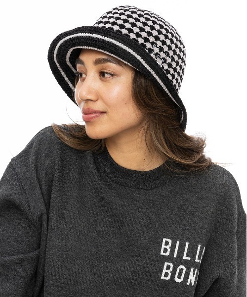 BILLABONG（ビラボン）の「BILLABONG レディース BLOCK CHECK CHENILLE ハット 【2024年秋冬モデル】/ビラボンロゴニットハット（ハット・レディース・ライトブルー/ブラック/ホワイト系その他・FREE）」の7枚目の写真