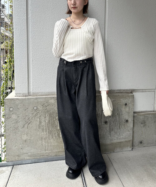 mline（エムライン）の「[mline]レイヤードトップス（Tシャツ/カットソー・レディース・グレー/オフホワイト/ブラック/カーキ/ピンク・FREE）」の10枚目の写真