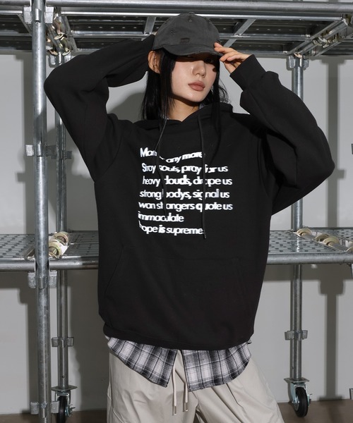 [2024FW][UNISEX][フード付きver]デイリーラウンドネックレタリングカジュアル・オーバーサイズパーカー（パーカー）｜FOLLOWIN（フォロウィン）