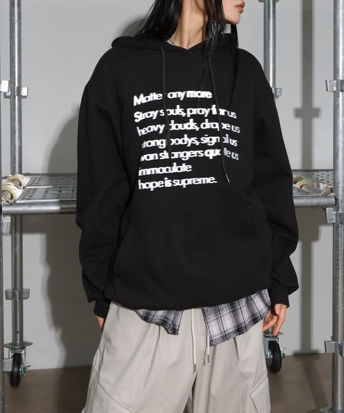 [2024FW][UNISEX][フード付きver]デイリーラウンドネックレタリングカジュアル・オーバーサイズパーカー（パーカー）｜FOLLOWIN（フォロウィン）