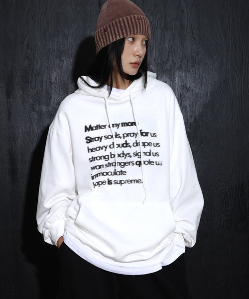 [2024FW][UNISEX][フード付きver]デイリーラウンドネックレタリングカジュアル・オーバーサイズパーカー（パーカー）｜FOLLOWIN（フォロウィン）