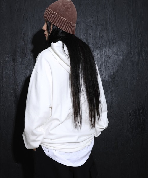 [2024FW][UNISEX][フード付きver]デイリーラウンドネックレタリングカジュアル・オーバーサイズパーカー（パーカー）｜FOLLOWIN（フォロウィン）