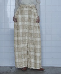 フリンジチェッククロスタックワイドパンツ