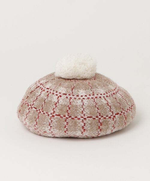 Sense of Grace（センスオブグレース）の「ポンポン付き タータンチェック ニットバレー帽　キッズ（ハンチング/ベレー帽・キッズ・ネイビー/ベージュ・FREE）」の4枚目の写真