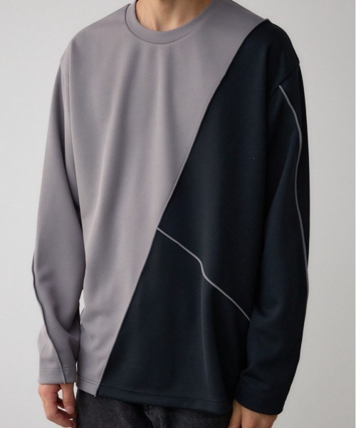 AZUL by moussy（アズールバイマウジー）の「メローステッチスウィッチングプルオーバー（Tシャツ/カットソー・メンズ・ブラック系その他/グレー系その他/ホワイト・LARGE/MEDIUM）」の3枚目の写真