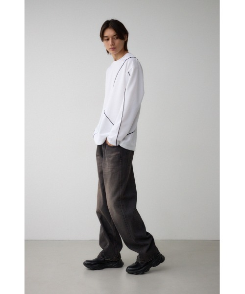 AZUL by moussy（アズールバイマウジー）の「メローステッチスウィッチングプルオーバー（Tシャツ/カットソー・メンズ・ブラック系その他/グレー系その他/ホワイト・LARGE/MEDIUM）」の6枚目の写真