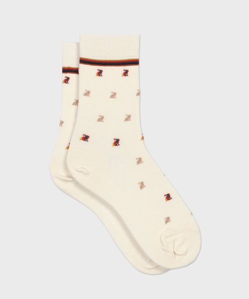 Paul Smith(ポールスミス)の「ウィメンズ アーティストストライプラビット ソックス / 145601 CSW(ソックス/靴下・レディース・グレー/オフホワイト/ネイビー・22-24)」の2枚目の写真
