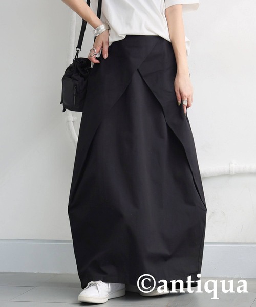 antiqua(アンティカ)の「タックデザインスカート(スカート・レディース・ベージュ/ブラック・ONESIZE)」の1枚目の写真