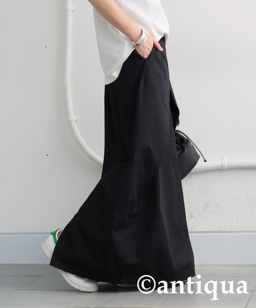 antiqua(アンティカ)の「タックデザインスカート(スカート・レディース・ベージュ/ブラック・ONESIZE)」の5枚目の写真