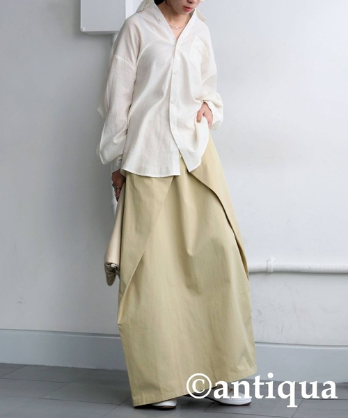 antiqua(アンティカ)の「タックデザインスカート(スカート・レディース・ベージュ/ブラック・ONESIZE)」の8枚目の写真