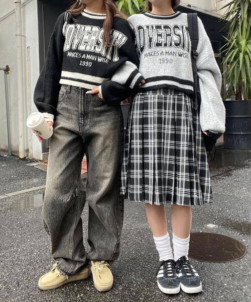 セール】WEGO/ラインリブフラッフィーショートニット（ニット