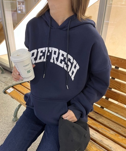 paravion(パラビオン)の「裏起毛ロゴパーカー(パーカー・レディース・グレー/ブルー・FREE)」の4枚目の写真