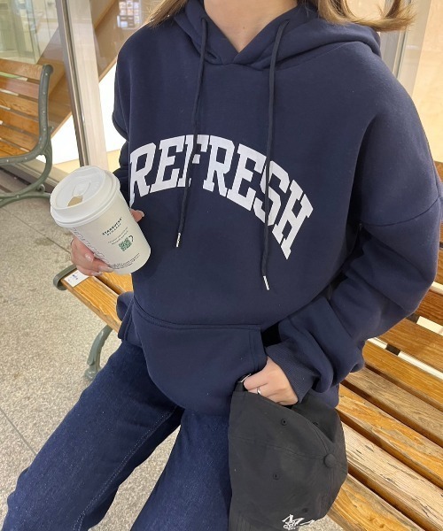 paravion(パラビオン)の「裏起毛ロゴパーカー(パーカー・レディース・グレー/ブルー・FREE)」の5枚目の写真