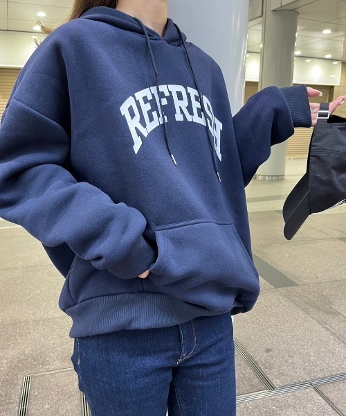 paravion(パラビオン)の「裏起毛ロゴパーカー(パーカー・レディース・グレー/ブルー・FREE)」の9枚目の写真