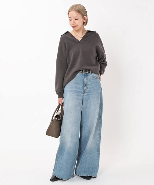 EVERYDAY I LIKE.（エヴリディアイライク）の「ウールカシミヤスキッパープルオーバー（ニット/セーター・レディース・チャコールグレー/カーキ・FREE）」の18枚目の写真