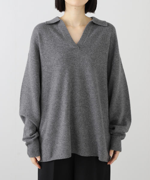 EVERYDAY I LIKE.（エヴリディアイライク）の「ウールカシミヤスキッパープルオーバー（ニット/セーター・レディース・チャコールグレー/カーキ・FREE）」の3枚目の写真