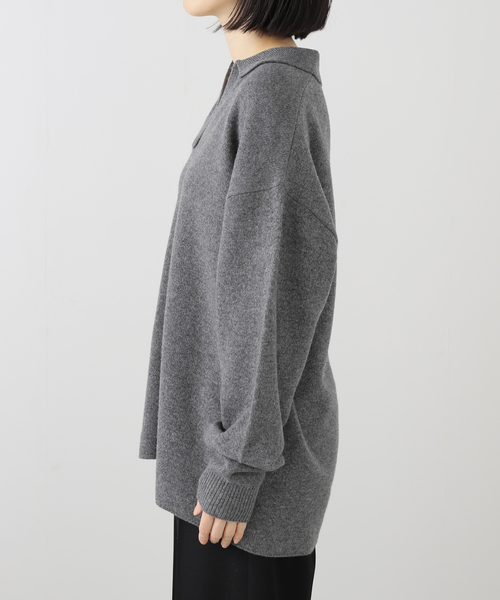 EVERYDAY I LIKE.（エヴリディアイライク）の「ウールカシミヤスキッパープルオーバー（ニット/セーター・レディース・チャコールグレー/カーキ・FREE）」の4枚目の写真