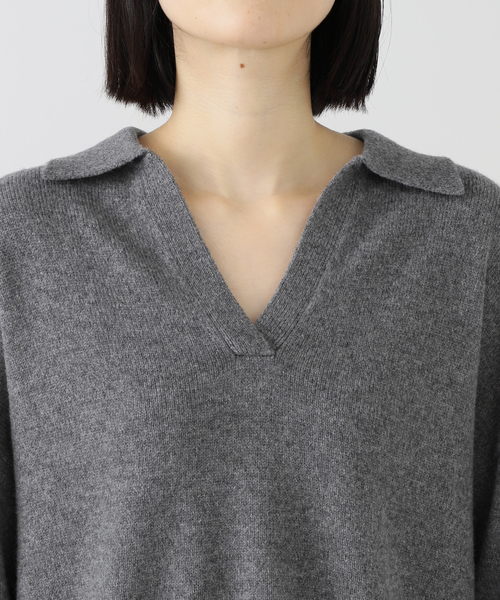 EVERYDAY I LIKE.（エヴリディアイライク）の「ウールカシミヤスキッパープルオーバー（ニット/セーター・レディース・チャコールグレー/カーキ・FREE）」の6枚目の写真