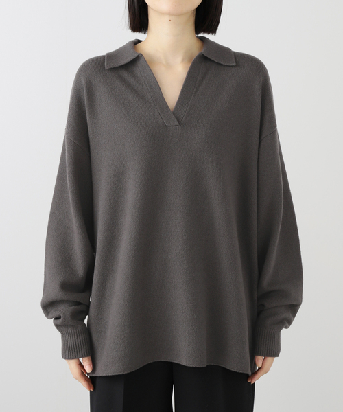 EVERYDAY I LIKE.（エヴリディアイライク）の「ウールカシミヤスキッパープルオーバー（ニット/セーター・レディース・チャコールグレー/カーキ・FREE）」の15枚目の写真