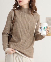 Eglantine 配色ラインボトルネックニット