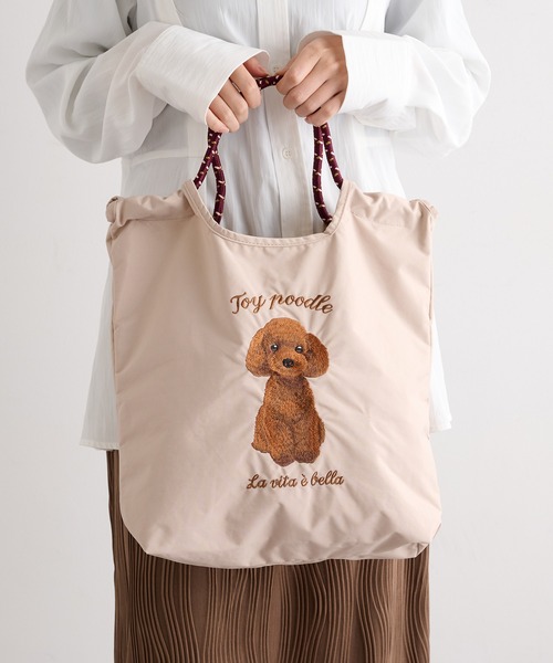 SETUP7(セットアップセブン)の「【SETUP7】アニマル刺繍コードトートバッグ SNBD(トートバッグ・レディース・ベージュ/ネイビー/ブルー/チャコールグレー/グレー/グリーン/グレー系その他/ブルー系その他/ベージュ系1/カーキ/バーガンディー・FREE)」の5枚目の写真
