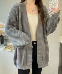 冬コーデに欠かせない！ボリューム袖が可愛いロングリブニットカーディガン