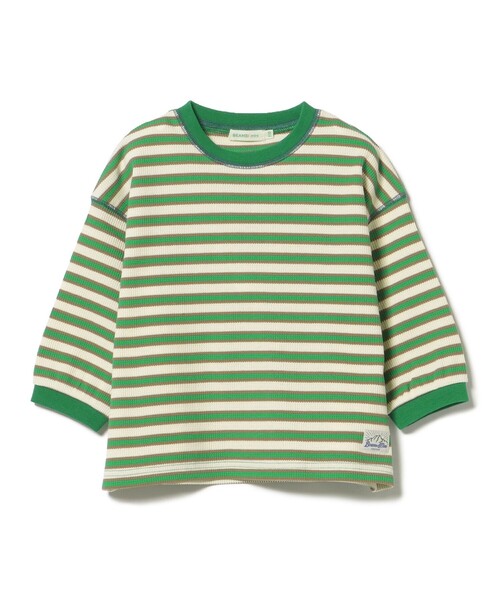 BEAMS mini（ビームスミニ）の「ボーダー ワッフル Tシャツ 2025SS（90～150cm）（Tシャツ/カットソー・キッズ・グリーン系その他4/ブルー系その他3・130/110/100/150/120/90/140）」の2枚目の写真