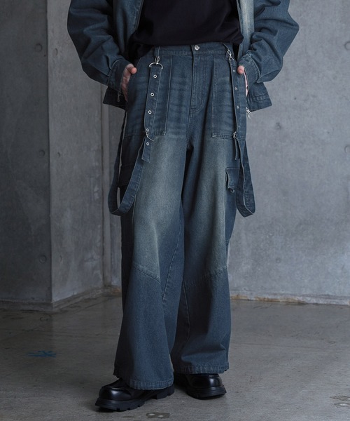 SERACE（セラス）の「【SERACE】Vintage design suspenders cargo denim pants / ヴィンテージデザインサスペンダーカーゴデニムパンツ（カーゴパンツ・メンズ・インディゴブルー/ブラック/ライトグレー・S/M/L）」の19枚目の写真